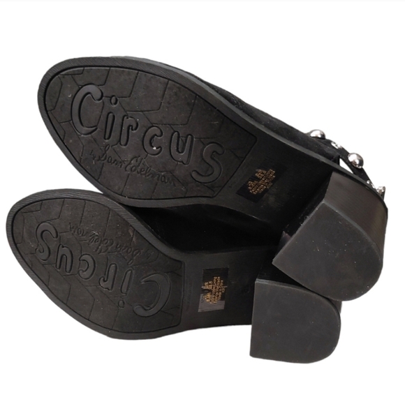 Circus Sam Edelman Black Studded Kiki Faux Suede Block Heels Women's Size 8.5 - Picture 8 of 10